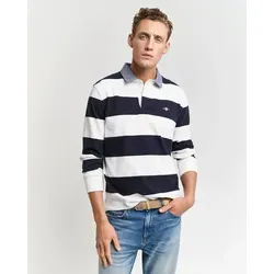 GANT Herren REG Chambray Stripe Heavy Rugger T-Shirt, Eggshell, XXL - T-Shirts für Herren, aus reiner Baumwolle im Regular Fit mit kontrastfarbenem Twill-Kragen für einen stilvollen Look.