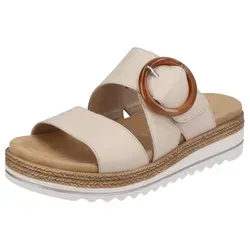 Remonte Pantolette mit Keilabsatz und Zierschnalle in Weiß – Größe 36 EU - Modische Sommerschuhe mit gepolsterter, herausnehmbarer Innensohle und Klettverschluss für optimalen Komfort. Ideal für entspannte Tage!