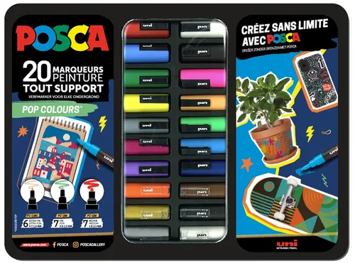 Uni-Ball 186832 - POSCA Marker Set, 20 Acrylstifte im Etui