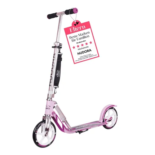 HUDORA BigWheel® 205 Scooter lila - Klappbar & Höhenverstellbar - Roller für Kinder, Jugendliche & Erwachsene bis 100kg, mit intuitivem Faltmechanismus, extralangen Schmutzfängern und RX-Technologie für optimales Handling und Fahrspaß.