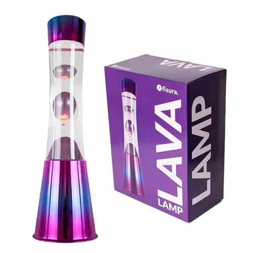 FISURA Lavalampe - Schillernde Basis mit transparenter Flüssigkeit - Nachtlicht mit faszinierenden Farben, ideal für stimmungsvolle Beleuchtung und entspannende Atmosphäre. Perfekt für jeden Raum!