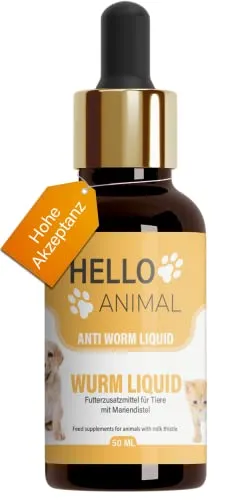 HelloAnimal® Wurm Liquid vegan - Natürliches Wurmmittel für Hunde und Katzen - 50 ML - Das HelloAnimal Wurm Liquid ist eine 100 % natürliche Lösung zur Unterstützung der Entwurmung Ihres Haustieres. Einfach unter das Futter mischen und für eine gesunde Pflege sorgen.