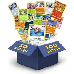 Pokemon Karten deutsch 50 Verschiedene 3 Seltene 3 Holo 1 zufällige Pikachu, Glumanda, Dedenne oder Evoli Sammelkarten Originale Pokemon Karten ak...