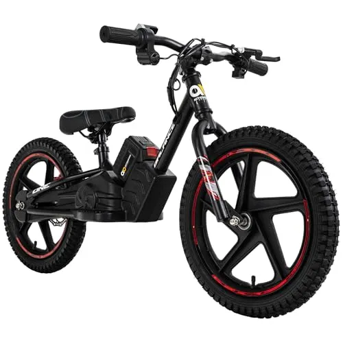 Actionbikes Motors Kinder Balance Bike 16 Zoll - Elektrofahrrad mit 250 Watt Leistung und Scheibenbremsen, ideal für Kinder ab 5 Jahren. Fördert die Koordination und bietet bis zu 20 km/h Geschwindigkeit.