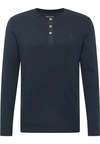 Langarmshirt MUSTANG Herren Style Arminto, 4XL, navy - Herren-Shirt aus 100% nachhaltiger Baumwolle, Slim Fit für optimalen Tragekomfort und lässigen Style. Ideal für jede Gelegenheit!