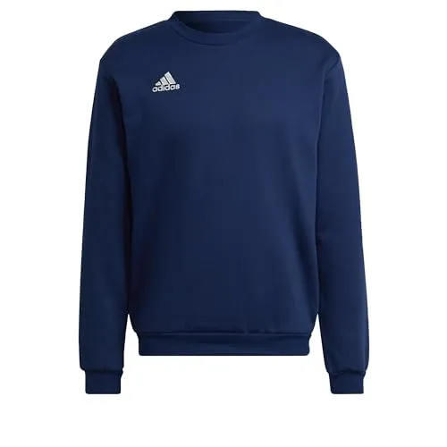 adidas Herren Entrada 22 Sweatshirt, Team Navy Blue, XL - Fleecepullover für Herren, regulär geschnitten mit geripptem Rundhalsausschnitt, aus 70% Baumwolle und 30% recyceltem Polyester für nachhaltigen Komfort.