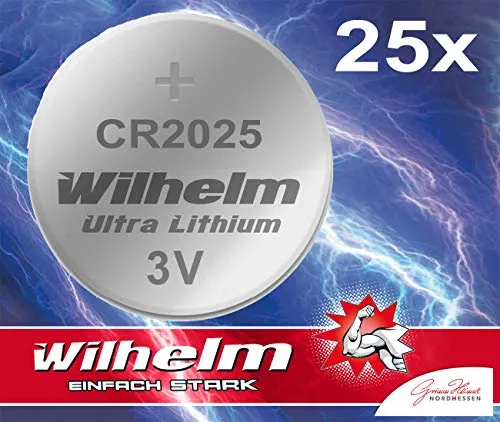 Knopfzelle CR2025 Wilhelm Batterie Lithium 3V CR 2025 Industrieware… 25 x