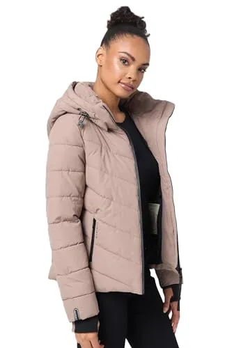 MARIKOO Damen Winterjacke - Wasserabweisend, Warm, Abnehmbare Kapuze, Winddicht - Funktionsjacke für Damen mit abnehmbarer Kapuze, 4 praktischen Taschen und kuscheligem Teddy Fleece für optimalen Komfort bei kaltem Wetter.