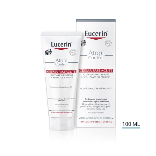 Eucerin AtopiControl Akutpflege Creme 100 ml - rezeptfreie Pflegecreme, lindert Juckreiz und beruhigt gereizte Haut