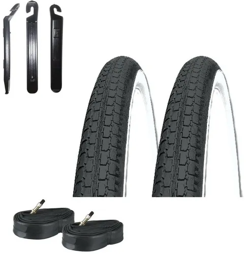 maxxi4you Fahrradreifen 2 x Kenda K-127 28" Schwarz/Weiß - Hochwertige Kenda K-127 Fahrradreifen für optimalen Grip und Langlebigkeit. Ideal für jede Wetterlage, inklusive 2 Ventile und Reifenheber für einfachen Wechsel. ETRTO: 47-622, Zoll: 28 x 1,75.