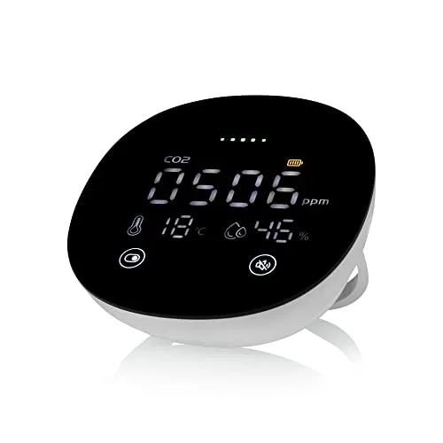 Smartwares 3-in-1 Luftqualitäts Melder - CO2, Temperatur & Luftfeuchtigkeit - Gasmelder mit Alarmfunktion und digitaler Anzeige, misst CO2, Temperatur und Luftfeuchtigkeit für ein gesundes Raumklima.