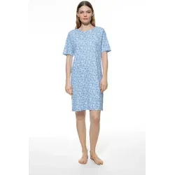 Mey Nachtwäsche Serie Flower Meadow Damen Nachthemden Blue Silk S(38) - Nachthemden für Damen aus 100 % Baumwolle, bieten luxuriösen Komfort mit legerer Passform und femininer Eleganz für entspannte Nächte.