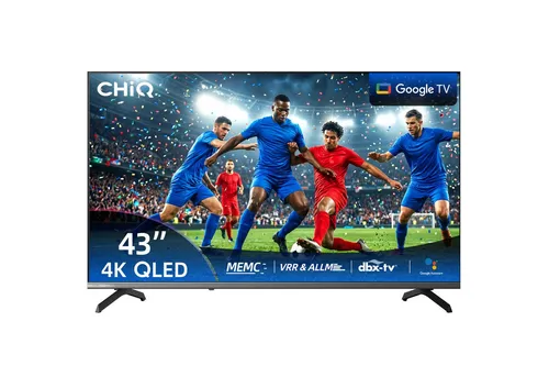 CHiQ U43QST 43 Zoll QLED-Fernseher 4K Ultra HD - Erleben Sie brillante Bilder auf dem 109 cm großen QLED-Bildschirm. Smart-TV mit Google TV bietet Zugang zu beliebten Apps und Sprachsteuerung für einfaches Streaming.