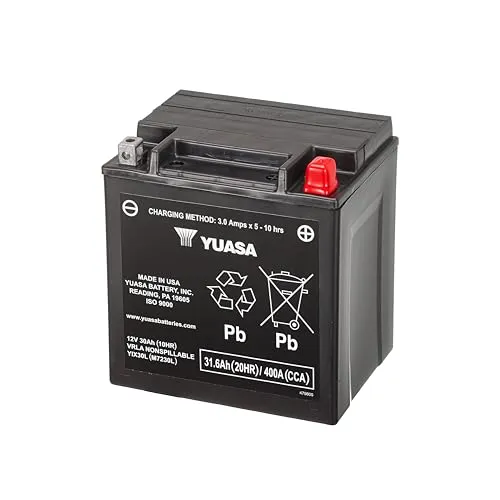 YUASA YIX30L 12V 30Ah Starterbatterie - Autobatterie mit 400A Kälteprüfstrom, wartungsfrei und ideal für leistungsstarke Motorräder und Nutzfahrzeuge. Verlassen Sie sich auf Yuasa für hohe Leistung und lange Lebensdauer.