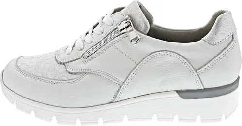 Waldläufer 626K02-315 Porto JASMINSTR. BUFA - Elegante Damen-Sneaker in Weiß/Silber, Größe 41 - Damen-Sneaker aus hochwertigem Leder und Synthetik, bieten optimalen Tragekomfort und stilvolles Design für jeden Anlass.