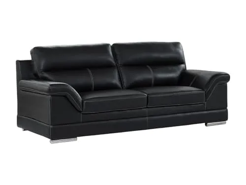 Vente-unique 3-Sitzer-Sofa aus Büffelleder in Schwarz - Elegantes 3-Sitzer-Sofa aus hochwertigem Büffelleder, ideal für stilvolle Wohnräume. Genießen Sie optimalen Komfort mit sorgfältiger Verarbeitung und stabilen Metallfüßen.