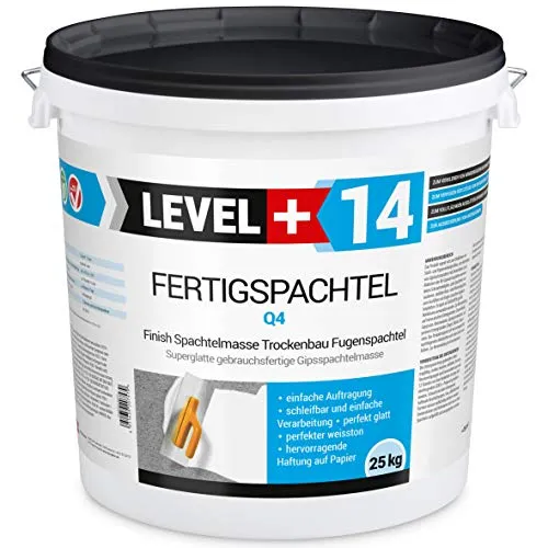 Level+ Fertigspachtel L+14 25KG - Baumaterial: Hochwertige Spachtelmasse für ein perfektes Super-Finish, ideal für glatte Oberflächen und schnelle Verarbeitung.