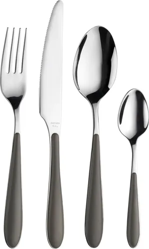 PINTINOX Besteck-Set Canaletto (24-tlg) für 6 Personen - Edelstahl 18/10 Besteck-Set mit ergonomischen Kunststoffgriffen, spülmaschinengeeignet und ideal für Haushalt, Camping oder Partys.