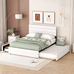 Polsterbett mit Lattenrost und 2 Schubladen, 140x200 cm - Modernes Funktionsbett mit höhenverstellbarem Kopfteil und zwei zusätzlichen Schubladen für optimalen Stauraum. Ideal für Gäste oder als Doppelbett.