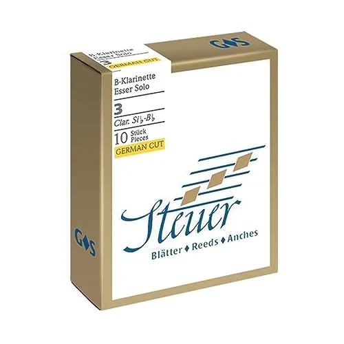 Steuer White Line Bb-Klarinette 1.5 - Instrumentenzubehör: Hochwertige Blätter für Bb-Klarinette, Stärke 1,5, ideal für alle Spielstile und empfohlen für deutsche Mundstücke mit mittlerer Öffnung, Packung mit 10 Blättern.