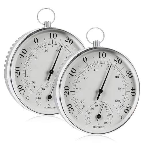 Stück Thermo-Hygrometer 10cm Thermometer Hygrometer, Thermometer Aussen Hygromete Analog Raumthermometer Analoges Raumklimakontrolle Mit Aufhängering, Für Innen, Außen 2