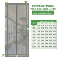 Sekey Insektenschutz-Tür Magnetisches Insektenschutznetz für Türen, zuschneidbar, einfache Montage ohne Bohren, für Balkon & Terrasse 160 cm x 230 cm
