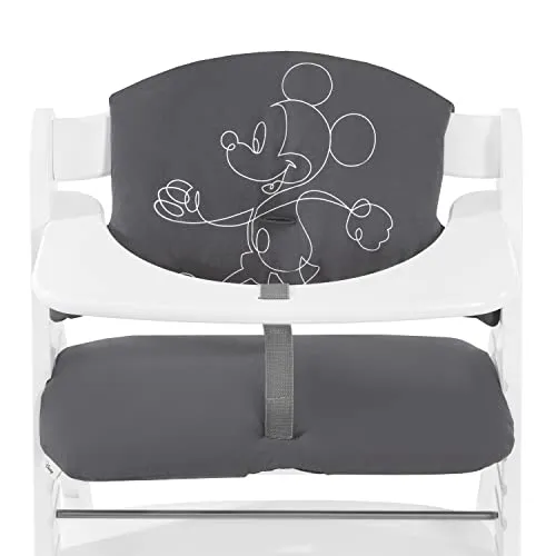 hauck Sitzkissen für Alpha+, Beta+ & Arketa Holzhochstuhl Highchair Pad Select, Anti-Rutsch Noppen, Doppelte Polsterung, Einfache Befestigung am Kinderstuhl (Mickey Mouse Anthracite)