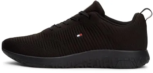 Tommy Hilfiger CORPORATE KNIT RIB RUNNER - Herren Sneaker, Schwarz 42 EU, federleicht und optimaler Tragekomfort für jeden Anlass