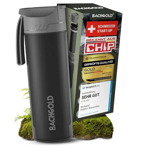 Bachgold Selfpress 500ml Wasserfilter - Schwarz - One Size - Caravan-Zubehör mit innovativem Wasserfiltersystem, ideal für sauberes Trinkwasser unterwegs.