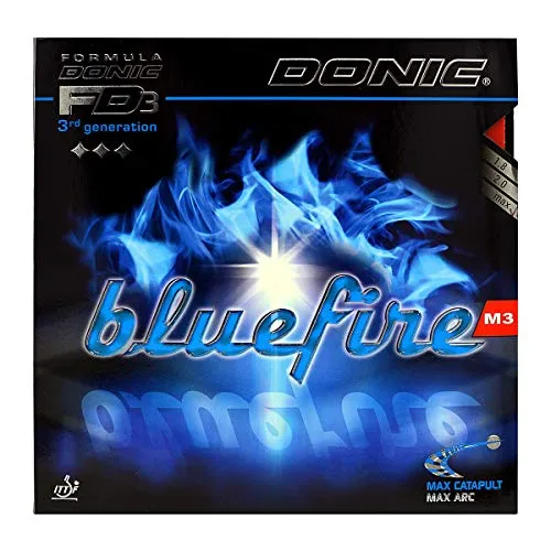Donic Bluefire M3 Tischtennisbelag - rot MAX - Hochwertiger Tischtennisbelag mit optimaler Soft-Abstufung für exzellente Kontrolle und starken Spin. Ideal für Spieler, die Tempo und Präzision schätzen. Perfekt für aggressive Allroundspieler.