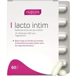 Lacto Intim - Milchsäurebakterien + Biotin 60 St - Arzneimittel mit magensaftresistenten Kapseln, unterstützen das intime Wohlbefinden und fördern die natürliche Flora.