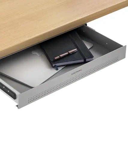 Desktronic Schreibtisch-Organizer: Untertisch-Aufbewahrungsbox für Büro und Homeoffice - Schubladen für das Heimbüro mit robuster Stahlkonstruktion und leise öffnendem Mechanismus, ideal für die Organisation von Schreibwaren und Essentials.