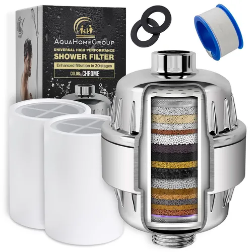 AquaHomeGroup 20-stufiger Duschkopf-Filter mit Vitamin C, E und A