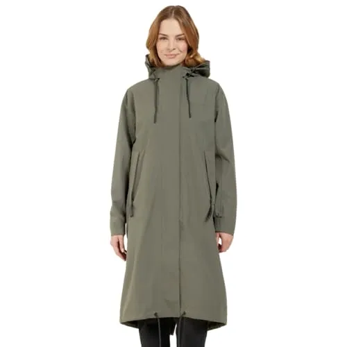 Didriksons Astrid Long - Damen Mantel in deep green, Größe 34 - Eleganter Damenmantel mit Fishtail-Design, verstellbarem Saum und praktischen Reißverschlusstaschen. Ideal für stilvolle Auftritte bei jedem Wetter.