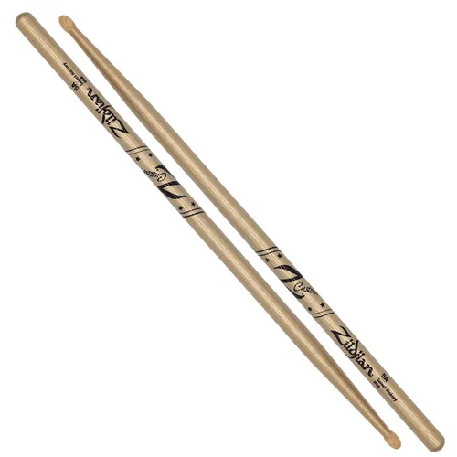 Zildjian 5A Hickory Drumsticks - Holzspitze, gold, schillerndes Perlglanz-Finish für Live-Auftritte, Länge 40,6 cm, Durchmesser 1,4 cm