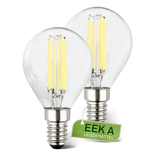 BRILONER - EEK A 2er Set Filament LED Lampe E14 Tropfen, warmweißes Licht, 4W, 840lm, LED Glühbirne, Leuchtmittel, Birne, Glühlampen, Bulb