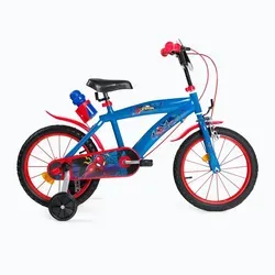 Spiderman 16 Zoll Kinderfahrrad Blau Rot - Fahrrad für Jungen, mit coolem Spiderman-Design und sicherem V-Brake-Bremssystem, ideal für kleine Abenteuer und Spaß im Freien.