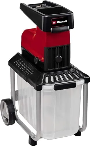 Einhell Elektro-Leisehäcksler GC-RS 60 CB - Häcksler mit 2800 W Leistung, ideal für geräuscharmes Zerkleinern von Gartenabfällen bis 45 mm Aststärke, inklusive transparenter Fangbox und Sicherheitsfunktionen.