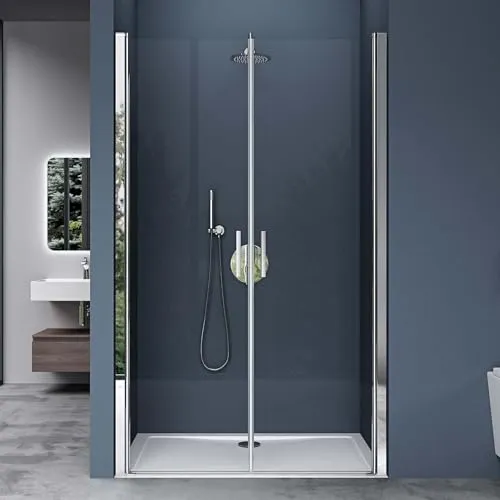 doporro Dusch-Drehtür 80x195 cm - Duschtüren mit 2 Stufen, aus hochwertigem Klarglas und Chrom-Profil, ideal für moderne Badezimmer und platzsparende Lösungen.