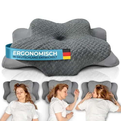 Glückstoff® Orthopädisches Kissen - Ergonomisches Kopfkissen für alle Schlaftypen - Orthopädisches Kissen aus Memory Foam, ideal zur Unterstützung der Nackenhaltung und Förderung eines erholsamen Schlafs, hypoallergen und Oeko-Tex zertifiziert.