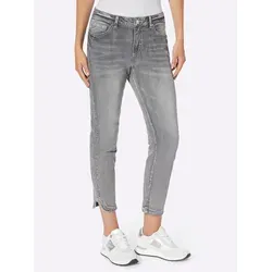 7/8-Jeans HEINE, Damen, Gr. 38, Normalgrößen, blau (light grau, denim), 98% Baumwolle, 2% Elasthan, unifarben, 7/8-Länge, Jeans