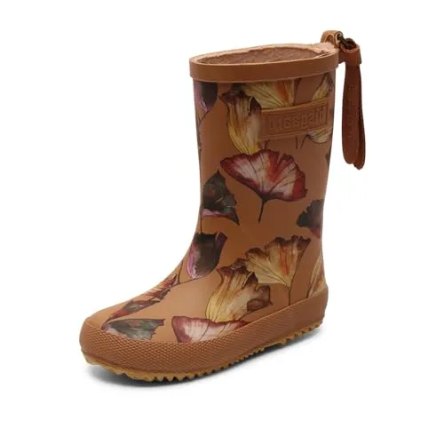 bisgaard Fashion Gummistiefel Camel Flowers, 22 EU - Stiefel für Mädchen, handgefertigt aus wasserdichtem Naturkautschuk, bieten stilvollen Schutz an Regentagen und hohen Tragekomfort durch atmungsaktives Baumwollfutter.