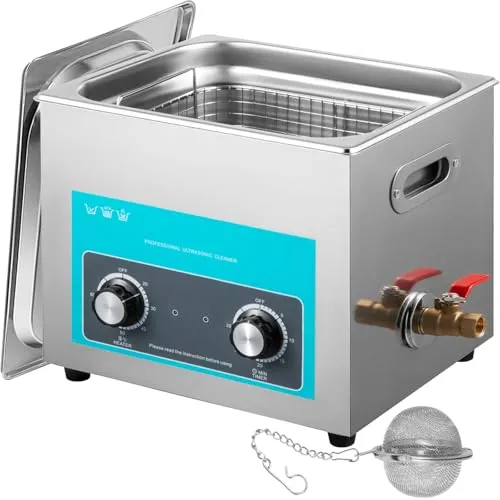 VEVOR Knob Control Ultrasonic Ultraschallreiniger 10L - Labor-Reinigungsartikel mit 10L Edelstahl-Tank, 240W Ultraschallleistung und einstellbarer Heiztemperatur für effektive Reinigung von Schmuck und empfindlichen Teilen.