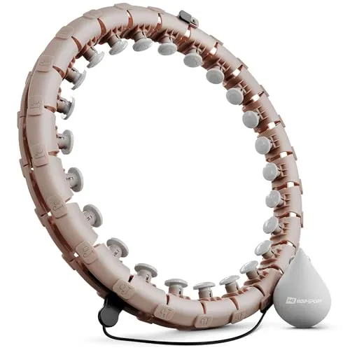 Hop-Sport Hula Hoop Reifen HS-106HH, mit Gewicht und 24 Noppen, einstellbare Größe, für Erwachsene - Massage & Fitness & Bauchmuskeltraining (Beige)