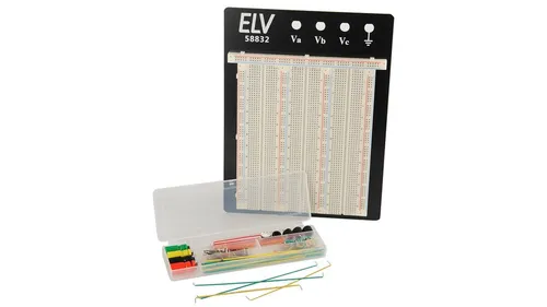 ELV Steckplatine/Breadboard 106 J - Stormverteilerblöcke mit 2390 Kontakten und 140-teiligem Drahtbrücken-Set für schnelle und stabile Versuchsaufbauten.