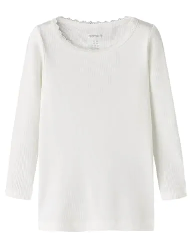 Name IT Mädchen Nmfkab Ls Top Noos, Cloud Dancer, 110 cm