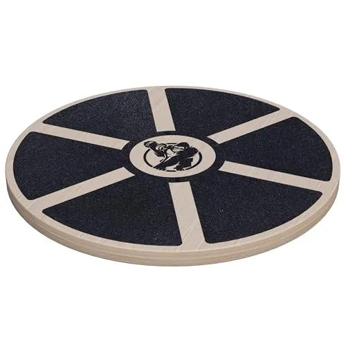 GORILLA SPORTS® Balance Board - Holz, Rund, Ø 40cm, Rutschfest, bis 180 kg, Schwarz - Wackelbrett, Therapiekreisel, Gleichgewichtstrainer, Balanceboard für Kinder, Erwachsene, Physiotherapie, Fitness