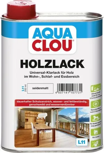 Aqua Clou Holzlack L11 250 ml, seidenmatt Lack Klarlack Holzschutzlack