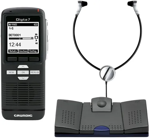Grundig KDC7028-01 Digta 7 Starter Kit Diktiergerät - SOFORT Ausstellungsgerät - Diktiergeräte-Zubehör mit hochwertigem Digta 7 Diktiergerät, USB-Fußschalter und Kopfhörer. Ideal für einfache Bedienung und sehr gute Aufnahmequalität. Perfekt für professionelle Diktate.