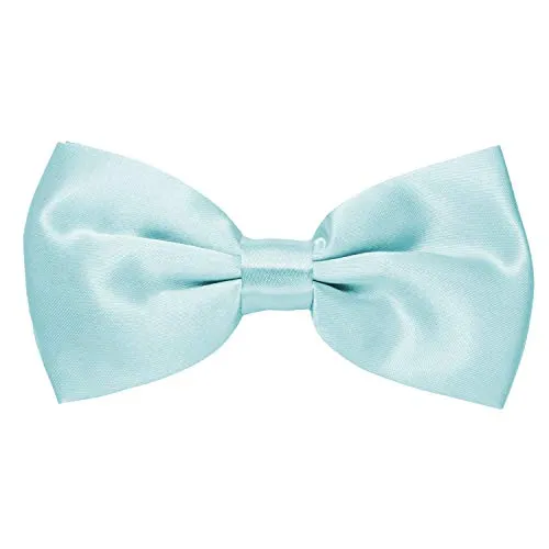MASADA Herren Fliege Hellblau glänzend und stufenlos verstellbar, handgefertigt mit Hakenverschluss - 12 x 6 cm 100% Polyester